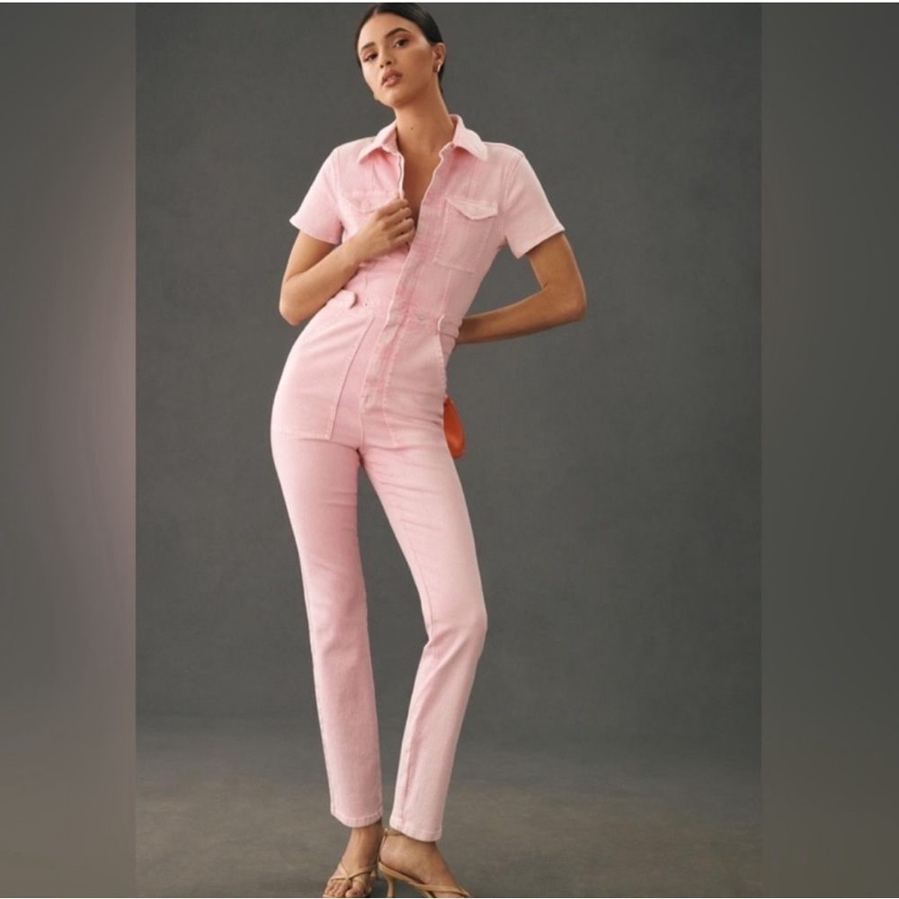 Good American Pink Denim jumpsuit size 2!